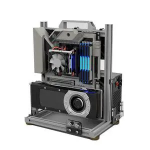 EDIY PC Test Bench Open Air Computer Case ITX Motherboard Chassis Aluminum Bracket DIY Bare Frame ITX Support 120 240 360 Liquid Cooling Silver