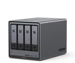 UGREEN NASync DXP4800 Plus 4-Bay Desktop NAS, Intel Pentium Gold 8505 5-Core CPU, 8GB DDR5 RAM, 128G SSD, 1 * 10GbE, 1 * 2.5GbE, 2 * M.2 NVMe Slots, 4K HDMI, Network Attached Storage (Diskless)