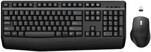 Wireless Keyboard and Mouse Combo, EDJO 2.4G Full-Sized Ergonomic Computer Keyboard with Wrist Rest and 3 Level DPI Adjustable Wireless Mouse for Windows, Mac OS Desktop/Laptop/PC (Dark Gray)