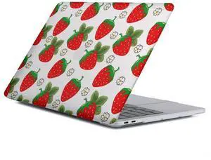 Yicomon Compatible with MacBook Air 13 inch Case 2020 2021 M1 A2337 A2179 A1932, Plastic Hard Shell Case for Mac Air 13 with Touch ID (2018-2021) - Cute Strawberry Flowers