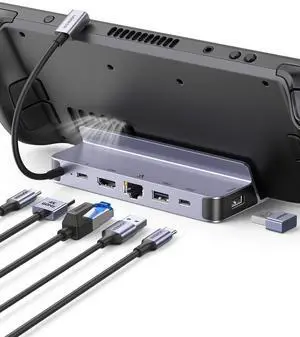 UGREEN Steam Deck Dock, 6-in-1 USB C Docking Station with 4K@60Hz HDMI, Gigabit Ethernet, PD 100W Charging 1xUSB C 2X USB 3.0 Compatible with Steam Deck Rog Ally iPhone 15 Pro/Pro Max