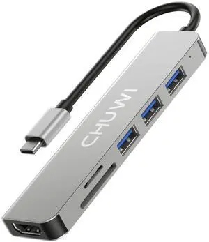 CHUWI USB C Hub, 6 in 1 USB C to HDMI Splitter, 4K HDMI Port, SD/TF Card Reader, USB 3.0 Data Port, Fast Data Transfer, for MiniBook X/Hi10 X1/FreeBook/Hi10 Max, Laptops, Tablets and Phones