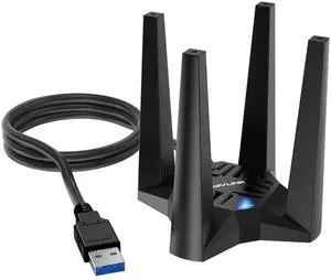 WAVLINK AX1800 USB WiFi Adapter for Desktop PC, Dual Band 5GHz/2.4GHz, MU-MIMO, Beamforming, WPA3 Security, 4x3dBi Antennas, Windows 11/10 Compatible