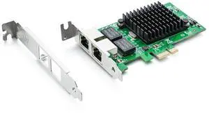 10Gtek 10/100/1000Mbps Gigabit Ethernet Converged Network Adapter (NIC) with Intel 82576 Chip, Ethernet PCI Express Network Card, Dual RJ45 Copper Ports, PCI Express 2.0 X1, Compare to Intel E1G42ET