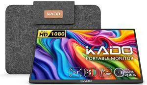 Kado 15.6" Full HD Portable Monitor, Second Display IPS 1920x1080 HDMI USB Type-C Laptop Screen Extender, 180° Kickstand Carrying Case, Wall/Arm Mount for PC, Mac, Phone, Dex, Tablet, Xbox and PS4/PS5