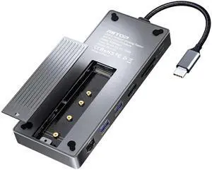 USB C Docking Station with M.2 SSD Enclosure, RIITOP 8 in 1 Multiport USB Type C HUB with 4K@60Hz HDMI Video, PD 100W, TF/SD Slot, 2X USB 3.1 Type A 10Gbps, Ethernet 1000M