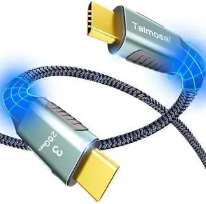 Talmosal 100W for Long Thunderbolt 3 Cable 15 ft, Support 4K@60Hz 20Gbps with PD Fast Charging for iPhone 16/15, MacBook Pro, Docking, eGPU, SSD, Surface Pro, VR Headset