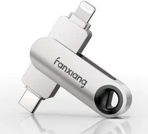 fanxiang 128GB Flash Drive for iPhone/iPad, 2-in-1 Photo Stick USB Memory Stick Thumb Drive, External Storage for Photos, Music, Videos- Compatible with Lightning/USB Type-C, MFi Certified