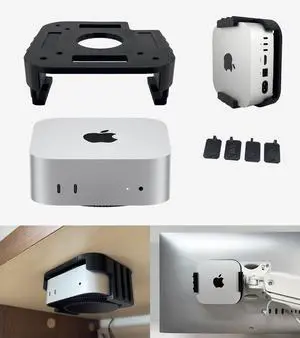 Artigree All-in-One Under Desk Mount for Mac mini M4 - VESA Monitor Bracket Compatible, Suitable for IKEA Pegboard, Wall Mount - Mac mini Accessories, Mac M4 Pro Versatile Stand (Black)