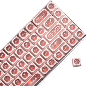 OHY XVX Pink Gorgeous Keycaps for Mechanical Keyboards - 136 Keys Pink Translucent Cat Eye Design,Cherry MAX Profile, PC+PBT Frosted RGB Keycaps