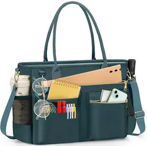 RAINSMORE Laptop Bag for Women 15.6 Inch Work Teacher Tote Nurse Bag Professional Laptop Tote Computer Messenger Shoulder Bags Large Handbag Business Office Work Briefcase