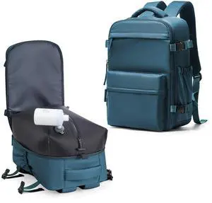 Vacuum Seal Backpack for Clothing Travel with Air Pump Waterproof Laptop Airback Carry On Backpack Personal item Travel Essentials Compression Space Saver Bags Storage with Vacuum System PeacockBlue