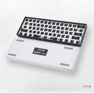 SIKAKEYB SK1 DIY Mechanical Keyboard Kit, ABS 60% Layout RGB Hot Swap 3Pin/5 Pin Switch,Tri-Mode BT5.0/2.4GHz/Type-C Wired, GH60 Compatible (White, no Switch and keycap)