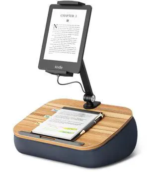 ERGONOV Lap Beanbag Cozy Kindle Pillow Stand for Bed with Adjustable Arm, 360° Tablet Holder, Fits 4.7"-13" Kindle, iPad, Phone, Lap Desk for Hands Free Reading in Bed, Couch, Sofa,Gray