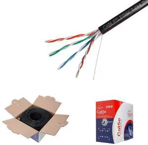 Cables Direct Online 1000FT Direct Burial CAT5e UTP Outdoor 24 AWG UV Resistant Cable Unshielded Copper Clad Aluminum Wire Solid (1000FT, UTP)