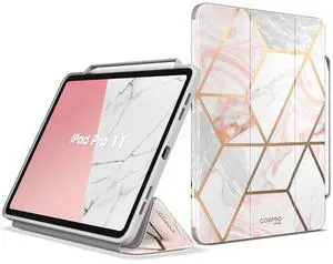 i-Blason for iPad Pro 11 Inch Case 2024 with Pencil Holder, [Slim Trifold Stand] [Auto Sleep/Wake], Soft TPU Protective iPad Pro M4 Case Cover for iPad Pro 11 Inch M4, Cosmo Series, Marble