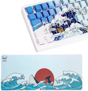 HITIME XVX PBT Shine Through Keycaps, Side Print Keycaps + Mouse Pad for Desk