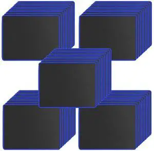 SaiTech IT 50 Pack Gaming Mouse Pad, Water Resistance Coating Natural Rubber Gaming Mouse Pad with Stitched Edges & Non-Slippery Rubber Base -(250 x 210 x 2mm) - Black with Blue Border