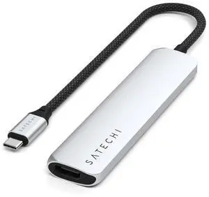 Satechi 6 in 1 USB C Hub Multiport Adapter with 4K HDMI, 100W PD Charging, 2X USB-A Data Ports, Micro/SD Card Readers for MacBook, Windows - Silver