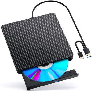 aelrsoch External Compatible Blu ray Drive Player Read/Write Compatible Bluray Burner Compatible USB 3.0 and Type-C DVD Burner Blu-ray/DVD/CD, BD Drive, Windows 7-11 & Mac, PC M-DISCBlack
