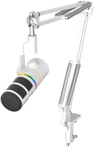 COMICA EJoy D10 A USB/XLR Dynamic Microphone with RGB Light &CalMix Denoise &Mute Button- Studio-Quality Cardioid Mic with Boom Arm Stand for Gaming, Streaming, Podcast,YouTube(PC/PS5/Xbox/Mac-White