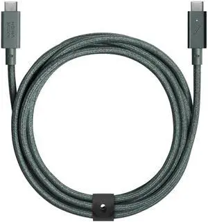 Native Union Type-C Belt Cable Pro - 240W USB-C to USB-C 8ft Ultra-Strong Charging Cable with Leather Strap Compatible with iPhone 16, 16 Pro Max, MacBook Pro 14"/16" M2, Air 15" M2 (Slate Green)