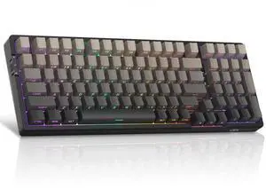 MageGee LIGHT100 Wireless Creamy Keyboard, Gasket Structure Hot Swappable, 2.4G/USB-C/BT5.0 RGB Backlit Mechanical Gaming Keyboard for Win/Mac/PC, 8000mAh Battery, Side Printed PBT Keycap, Black