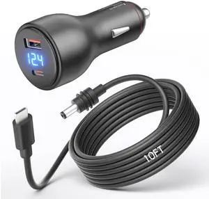 3 in 1 Starlink Mini Cable 12V Adapter 10FT Car Charger for Starlink Mini USB C Power Cable Smart Boost 12V to 20V/100W Cigarette Lighter Adapter with Digital Display USB A/Type C PD 100W Port 18AWG
