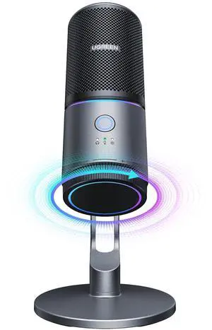 UGREEN Microphone for PC, USB Mic with RGB Lights, Mute Button, 24bit/96kHz, Cardioid Polar Pattern, Volume Control, Condenser Microphone for Streaming, Gaming, Podcasting, Recording, Laptop, PS5