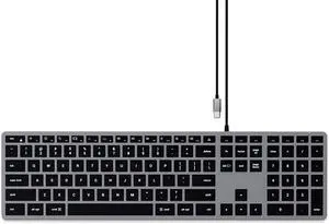 Satechi Slim W3 Wired Backlit Keyboard with Numeric Keypad  Illuminated Keys & USB C Connection  for MacBook Pro, MacBook Air, iPad Pro, iMac and More