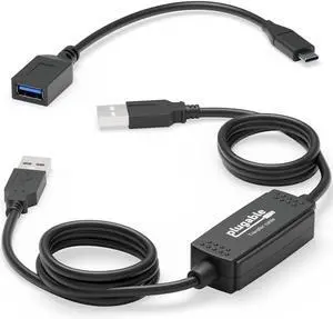 Plugable USB 3.0 Transfer Cable with USB C to USB Adapter Cable Bundle