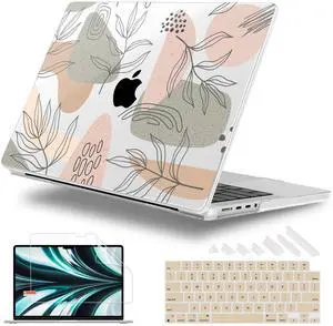 Lepeoac for MacBook Pro 16 inch Case 2021 2022 2023 2024 Release A3186 A3403 M4 A2991 M3 A2780 M2 A2485 M1 Pro/Max, Hard Shell Case with Screen Protector & Keyboard Cover, Tropical Leaves