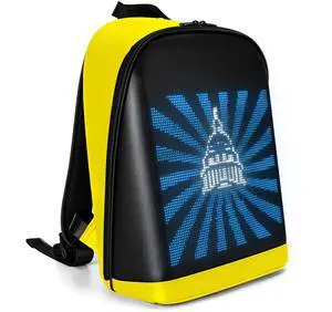Tesinll Laptop Backpack with LED Display, DIY Fashion Backpack, Waterproof Shoulder Travel Backpack, Gift for Men Women Fits 15.6 Inch Laptop, 10.4L (Yellow)