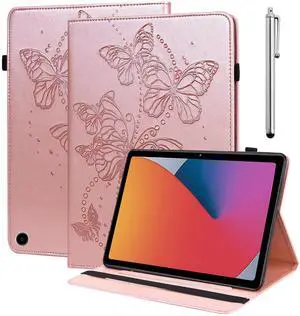 VODEFOX Case for Amazon Kindle Fire Max 11 Case (13th Generation, 2023 Release) 11",PU Leather Folio Stand Embossed Butterfly Stand Cover with Elastic Band Stylus for Fire Max 11 Tablet- Golden