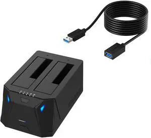 Sabrent USB 3.0 to SATA I/II/III Dual Bay External Hard Drive Docking Station + 22AWG 10 Feet USB 3.0 Extension Cable