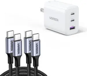 UGREEN USB C Charger Bundle with 3.3ft 100W 2-Pack USB C to USB C Charger Cable for iPhone 15/15 Plus/15 Pro/15 Pro Max, MacBook Pro, iPad Pro, Dell XPS, Samsung Galaxy S24/S23/S22 Ultra