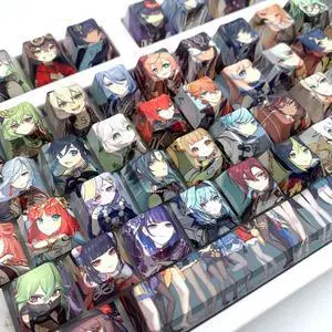 132 Keys Genshin Impact Collection Many Character PBT DYE SUB Keycaps Set for ANSI 61 64 68 71 80 82 84 87 98 100 104 108 Keys Mechanical Keyboard OEM Profile Only KeyCaps