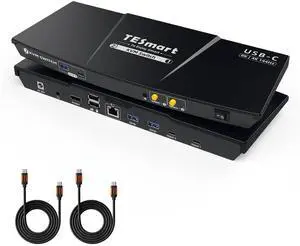 TESmart USB C 8K@60Hz KVM Switch 2 Laptops 1 Monitor, USB3.0 KVM Switch 2 Ports 4K@144Hz, Type C 60W Charging for Laptop, 1G Ethernet, EDID Emulators, Hotkey Switch, ADI Chip for Gaming & Home Office