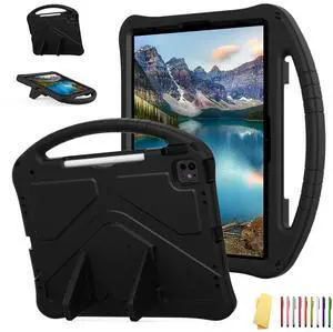 UUcovers for iPad Pro 12.9 inch Kids Case 6th/5th/4th/3rd Generation (2022/2021/2020/2018) with Kickstand/Pencil Holder/Handle Stand Lightweight Soft EVA Shockproof Heavy Duty Protective Cover, Black