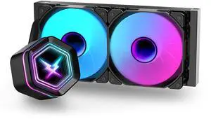 RUIX NC240 ARGB AIO CPU Liquid Cooler, 240mm High-Efficiency CPU Water Cooling with High-Speed Ceramic Bearing Pump, 2X PWM ARGB Fans, Intel LGA 1851/1700/1200/115X/2011, AMD AM5/AM4 - Black