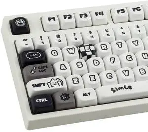 Sunzit PBT MOA Keycaps, Cute White Keycaps, 131 Keys, Dye-Sublimation Custom Keyboard Keycap Set for 61/64/68/84/87/100/104/108 Cherry MX Mechanical Keyboard, Cat and Dog