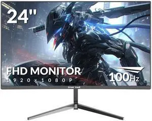 Great voell 24 Inch Curved Monitor, Full HD 1080P, 100Hz Refresh Rate, 120% sRGB, 3-Side Ultra-Slim Bezel, Blue Light Filter, HDMI VGA Inputs, for Home Office Dorm  Black