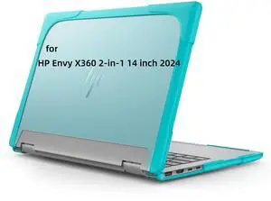 YZBYFON Heavy Duty Case for 14" HP Envy X360 2-in-1 2K Touch-Screen Laptop 2024 Release Shockproof Hard Shell Matte Translucent Anti-Fingerprint Protective Cover with TPU-Covered Edge (Blue)