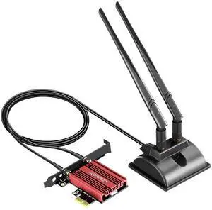 GLOTRENDS WiFi 6E PCIe Card with 2-Meter Extension Antenna for Desktop PC, Intel AX210 Chip, 802.11ax, Bluetooth 5.3, Support Windows 11/10/Linux, Support Intel/AMD Motherboard