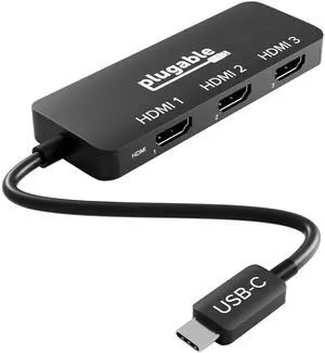 Plugable USB C to HDMI Multi Monitor Adapter | Triple 4K60 Displays | Driverless MST Hub for Windows, Chrome OS, USB-C, Thunderbolt, USB4 Laptops | Multi HDMI Ports, HDR & HDCP Compliant (USBC-MSTH3)