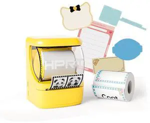NEW1 Label Printer 2 Inch Portable Inkless Bluetooth Label Maker for Small Business, Home, School, Sticker Printer for Address, Logo, Barcode, Clothing, with Automatic Label RecognitionYellow