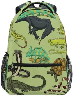 Glaphy Snakes Lizard Chameleon and Turtle Animal Backpack School Bookbag Lightweight Laptop Backpack for Men Women Kids