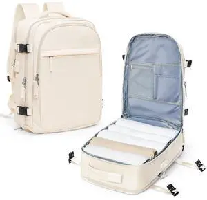 VGCUB Travel Backpack for Women Men Large Work Gym Frontier Airlines Personal Item Bag Business Airport lightweight Daypack Carry on Flight Approved Airplane Backpack Mochilas de Viaje Beige