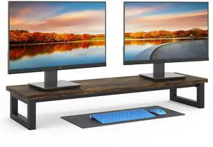 YAOHUOO Dual Monitor Stand Riser, 39Inch Large Monitor Stands for 2 Monitors, Computer Monitor Stand, Wooden Desktop Oraganizer Shelf for Office Desk Computer,Laptop,TV