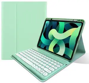 kaitesi Keyboard Case for iPad Air 11 inch M2/ iPad Air 5th 4th Generation 10.9" - iPad Pro 11 inch 4th 2nd/3rd Generation Detachable Keyboard Case Round Keys (Mint Green)
